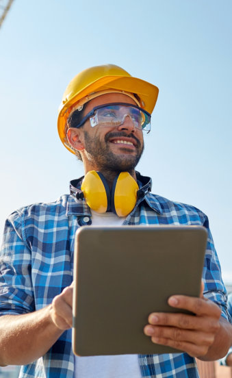 man is happy while holding a check list